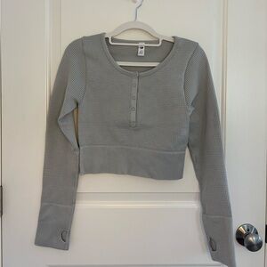 Aerie Offline Long Sleeve Main Squeeze Waffle Cropped Top